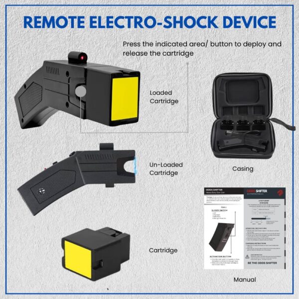 Pistola de aturdimiento resistente para autodefensa rango de 6.4 M (3 Cabezales) - Imagen 4